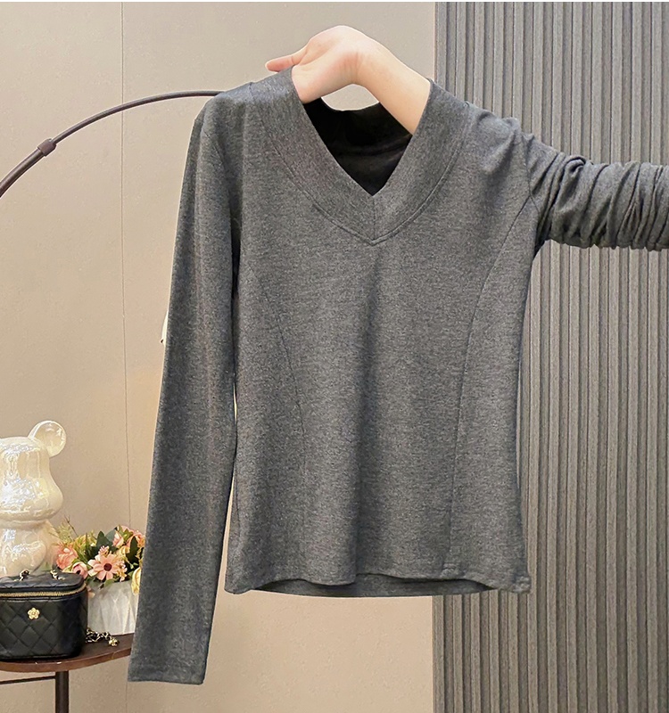 Basis close-fitting T-shirt Korean style tops for women