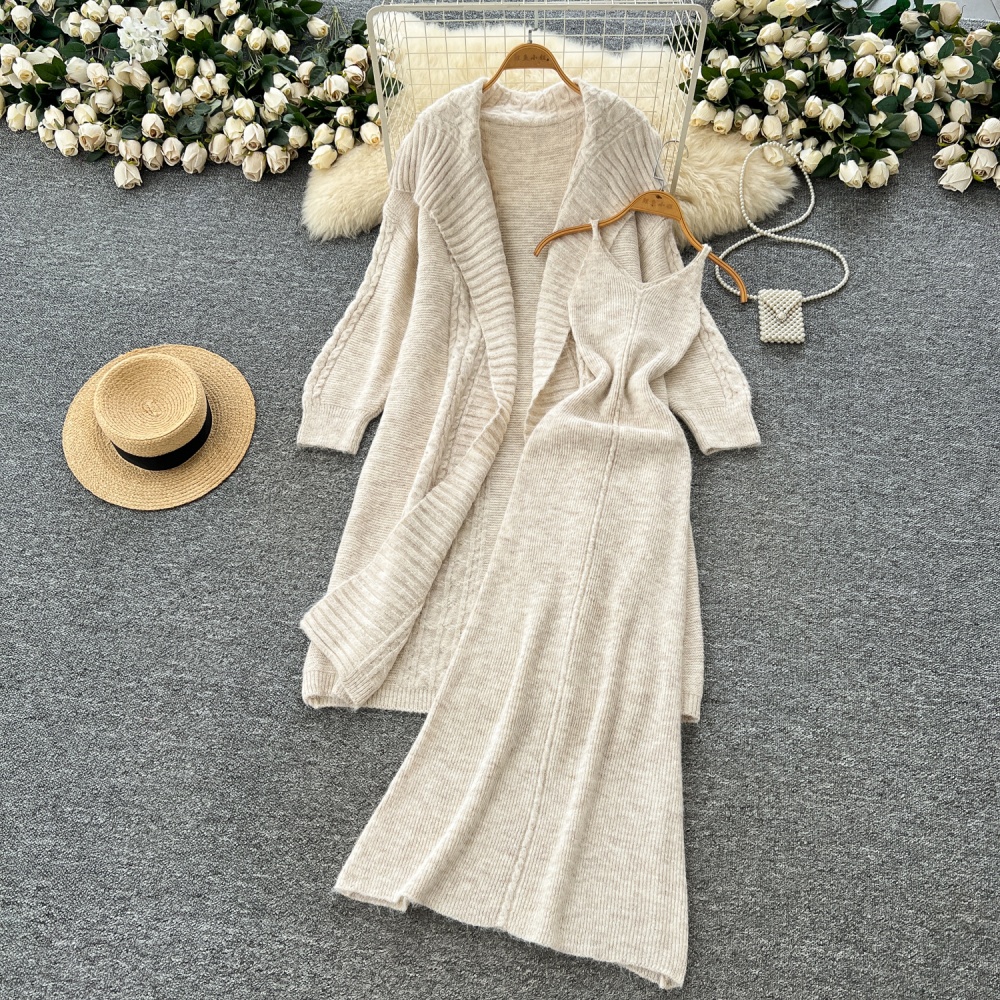 Loose dress autumn cardigan 2pcs set for women