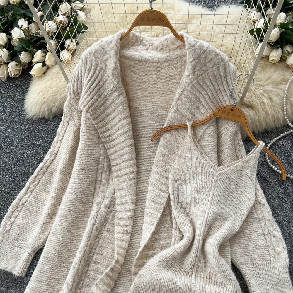 Loose dress autumn cardigan 2pcs set for women
