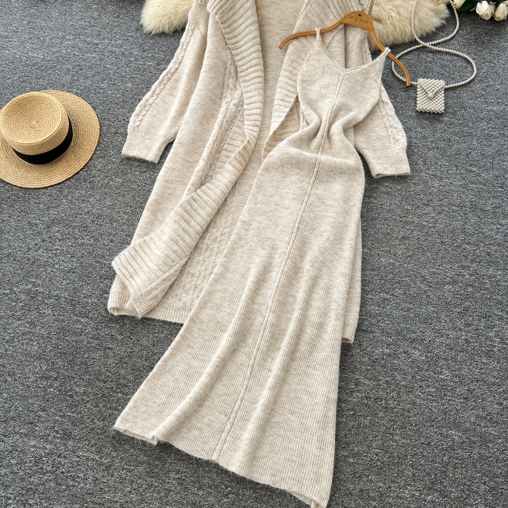 Loose dress autumn cardigan 2pcs set for women
