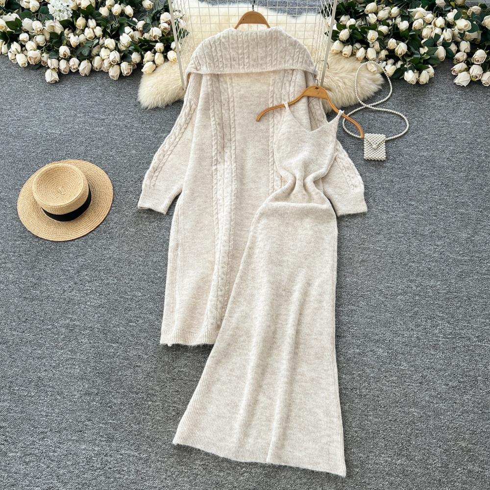 Loose dress autumn cardigan 2pcs set for women
