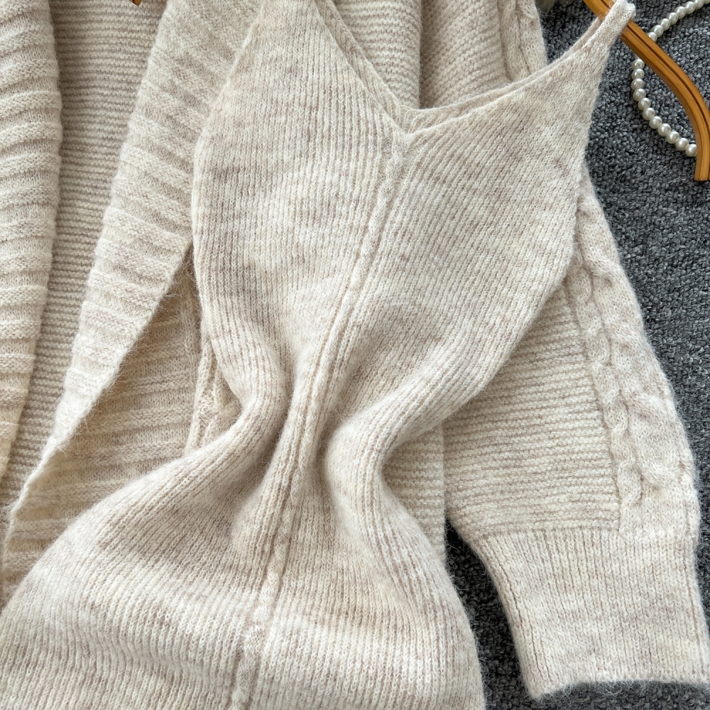 Loose dress autumn cardigan 2pcs set for women