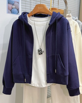 Autumn and winter hooded hoodie short sports tops for women