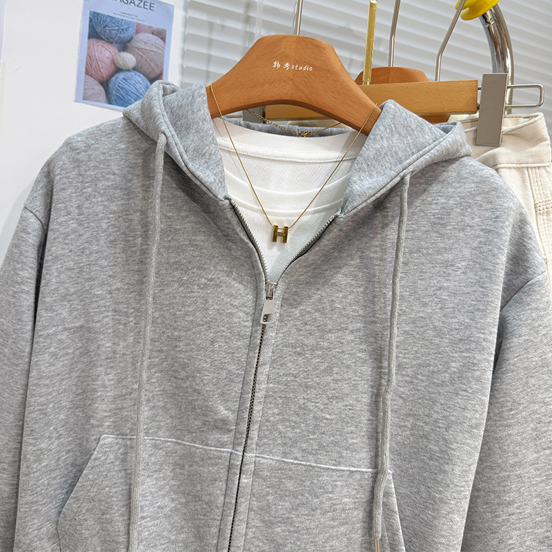 Autumn and winter hooded hoodie short sports tops for women