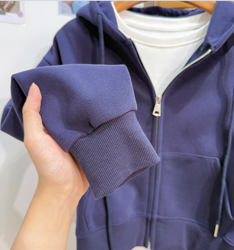 Autumn and winter hooded hoodie short sports tops for women