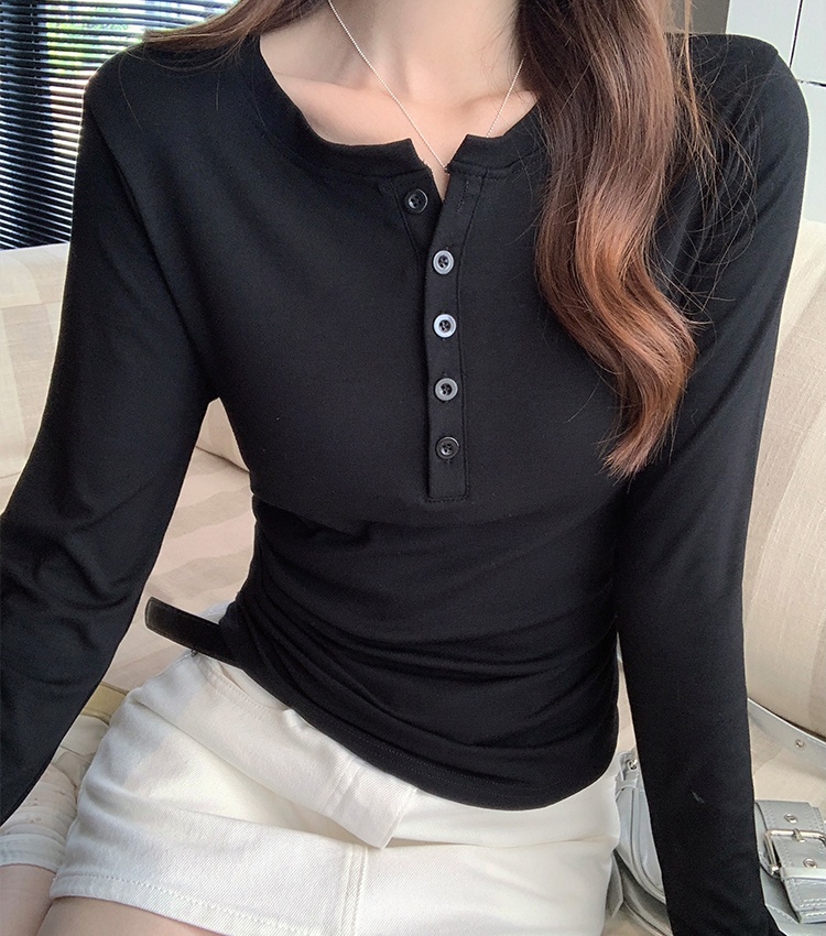 Short T-shirt pinched waist bottoming shirt for women