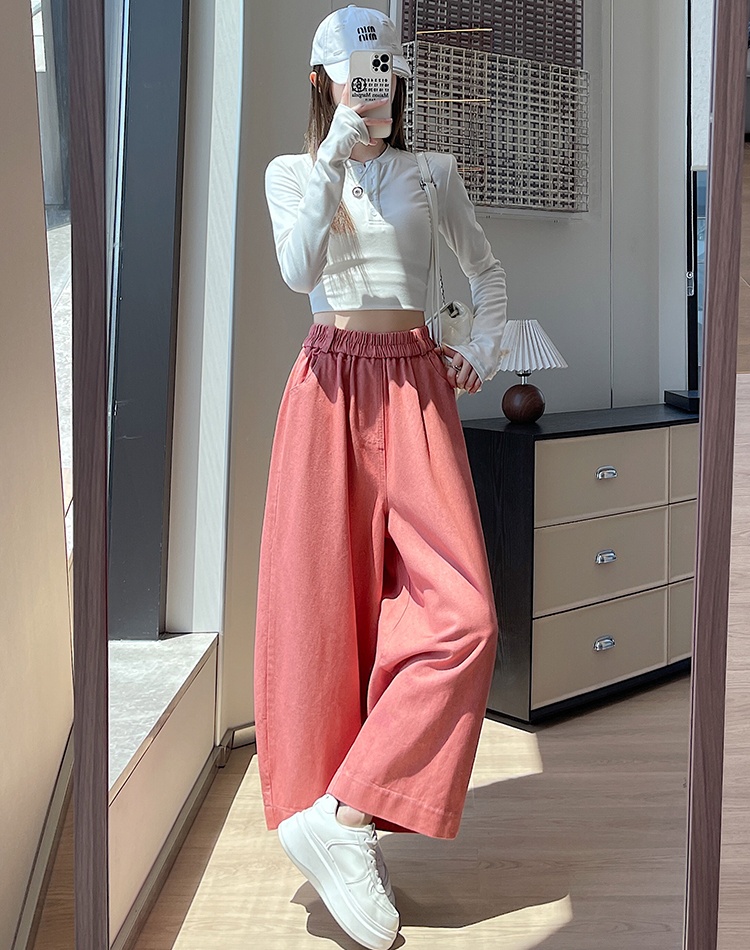 Washed pants nine tenths cross pants for women