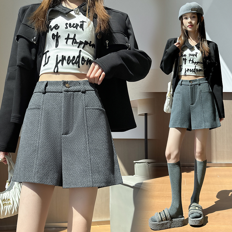 A-line wears outside shorts woolen pants for women