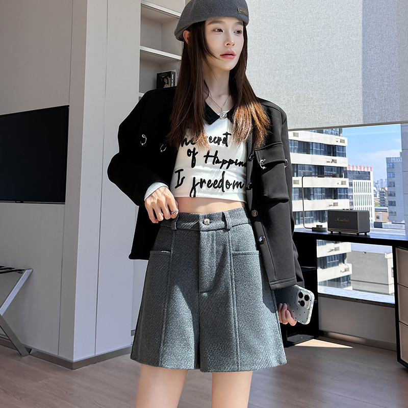A-line wears outside shorts woolen pants for women