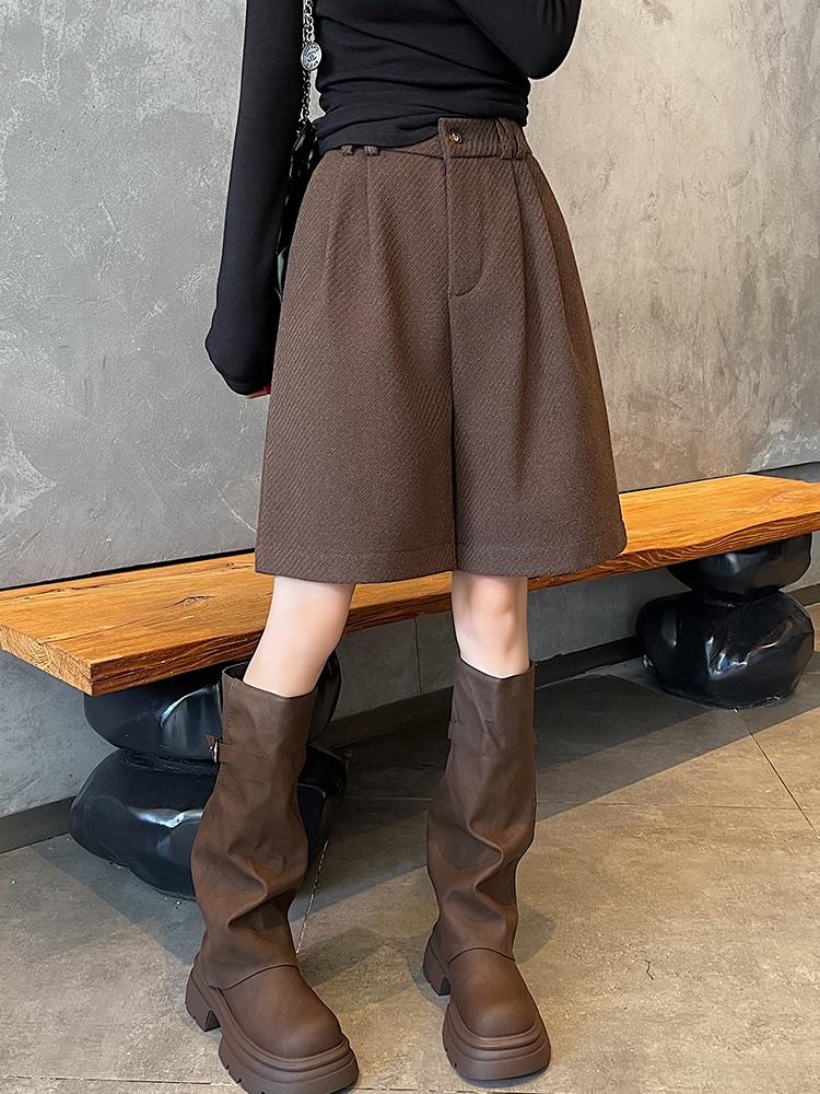 Classic loose straight business suit woolen slim shorts