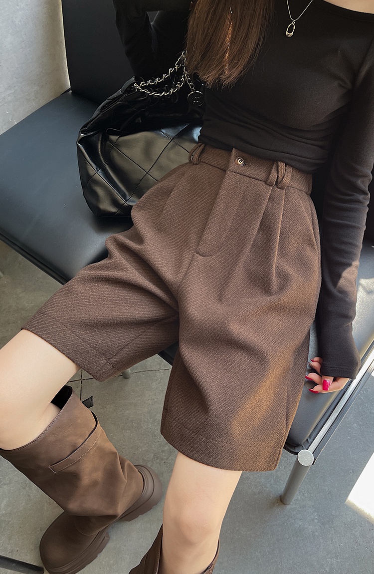 Classic loose straight business suit woolen slim shorts