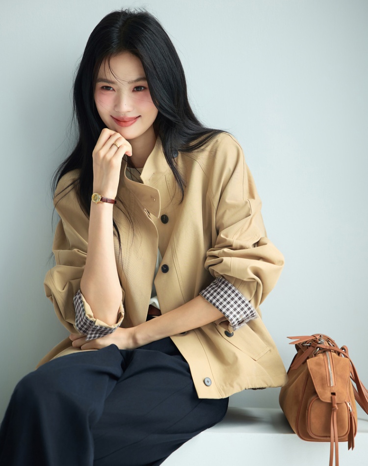 Cuff flanging cstand collar fashion windbreaker