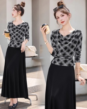 Elegant spring and autumn skirt 2pcs set for women