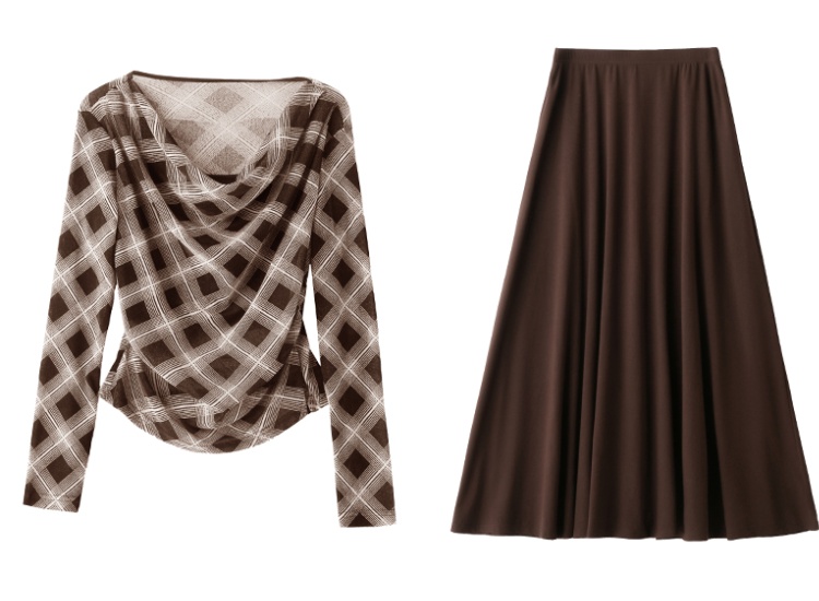 Elegant spring and autumn skirt 2pcs set for women