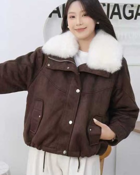 Loose retro down coat large lapel cortical coat for women
