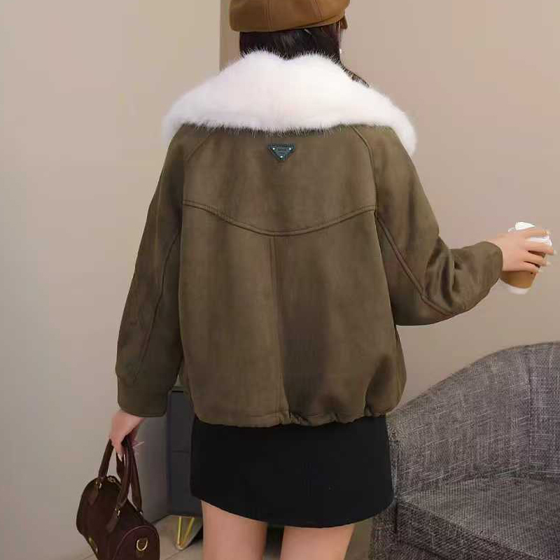 Loose retro down coat large lapel cortical coat for women