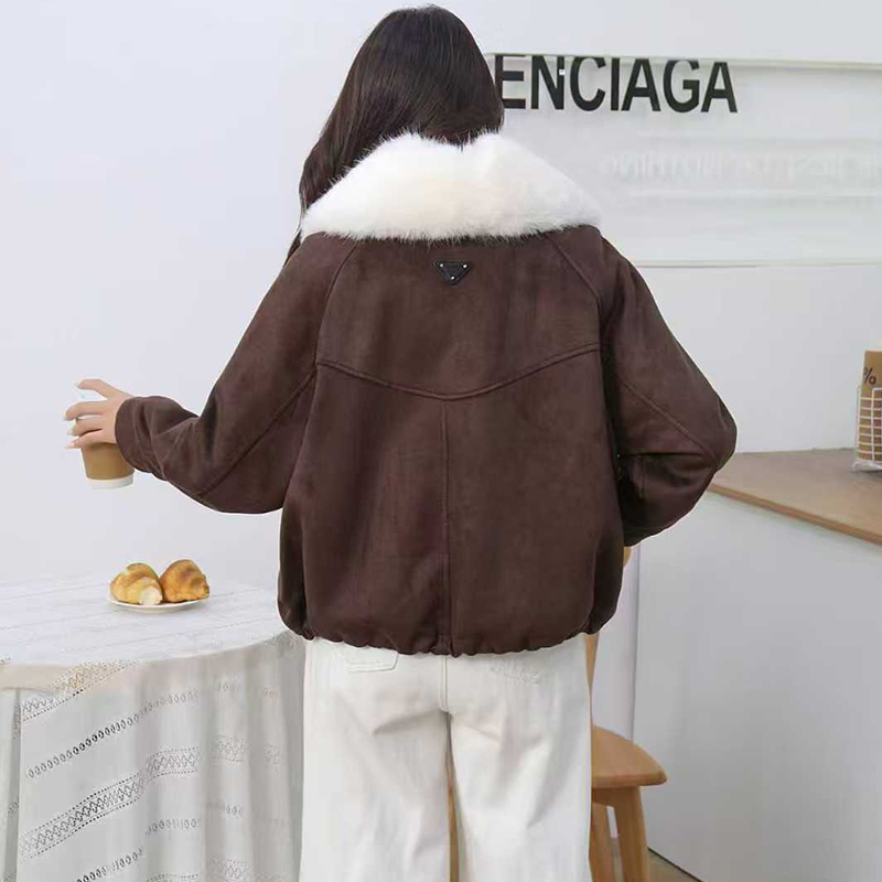 Loose retro down coat large lapel cortical coat for women