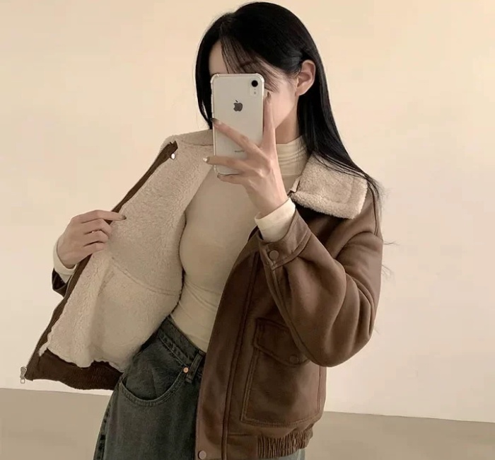 Korean style liner jacket velvet jacket down coat for women