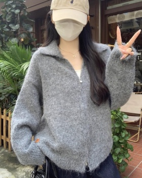 Double zip Western style sweater loose tops for women