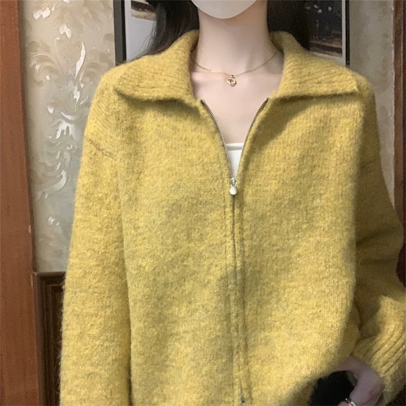 Double zip Western style sweater loose tops for women