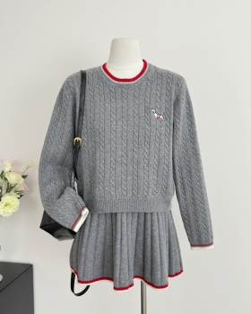 Korean style pleated tops long sleeve T-back 2pcs set
