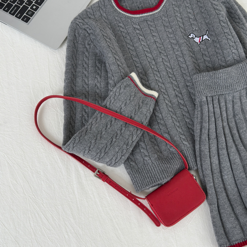Korean style pleated tops long sleeve T-back 2pcs set