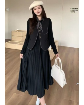 Scarf fashion dress bottoming waistcoat 2pcs set