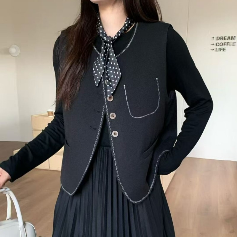 Scarf fashion dress bottoming waistcoat 2pcs set