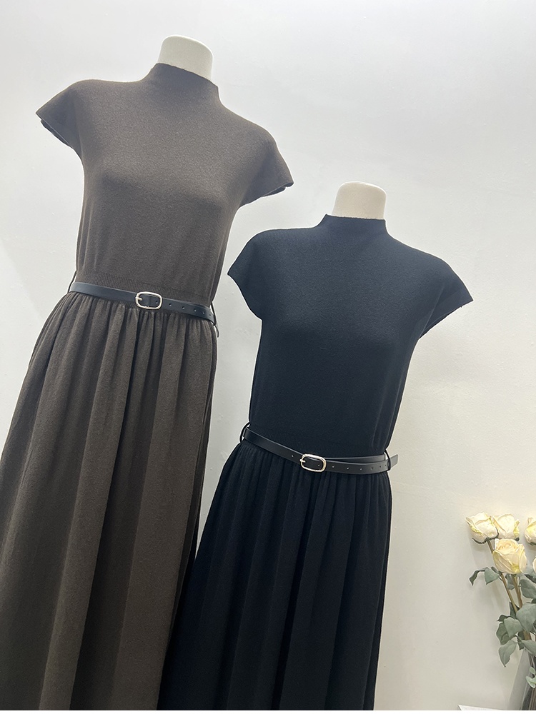 All-match bottoming sweater dress cstand collar dress