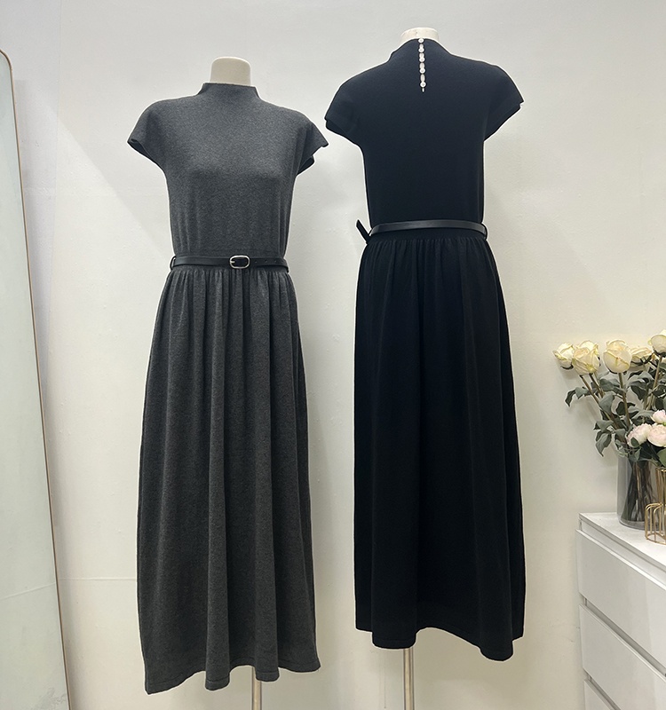 All-match bottoming sweater dress cstand collar dress