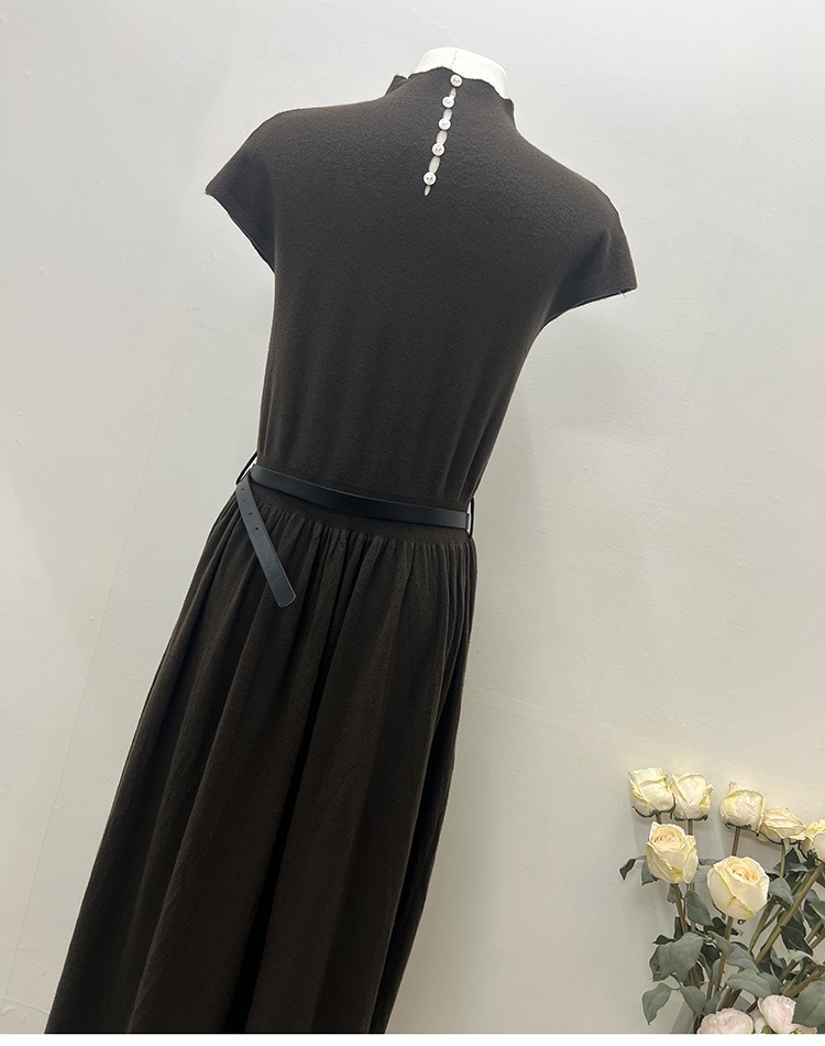 All-match bottoming sweater dress cstand collar dress