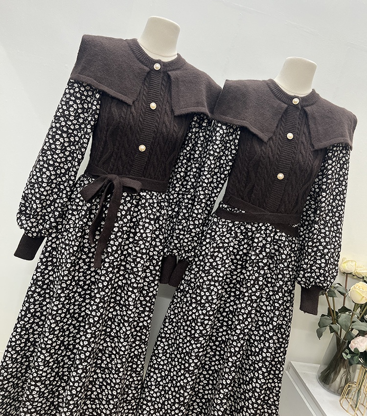 Autumn Pseudo-two bottoming British style dress