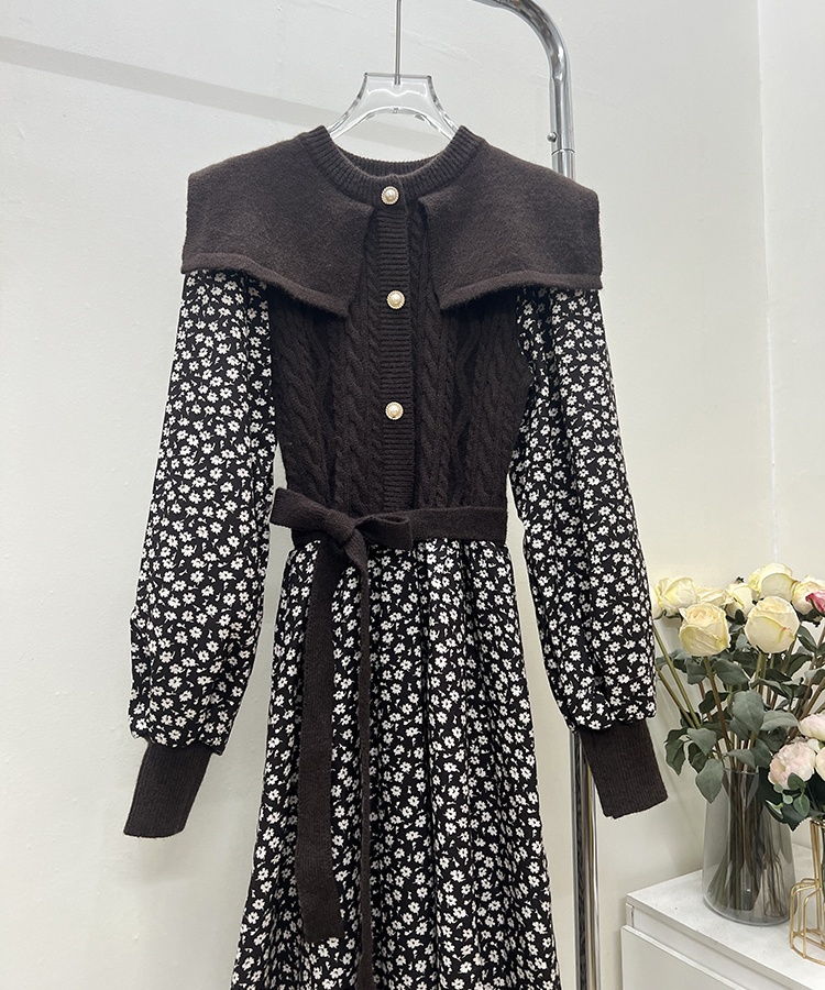 Autumn Pseudo-two bottoming British style dress