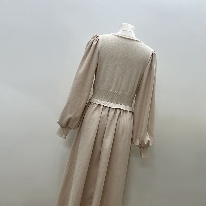 Temperament niche Pseudo-two all-match pinched waist dress