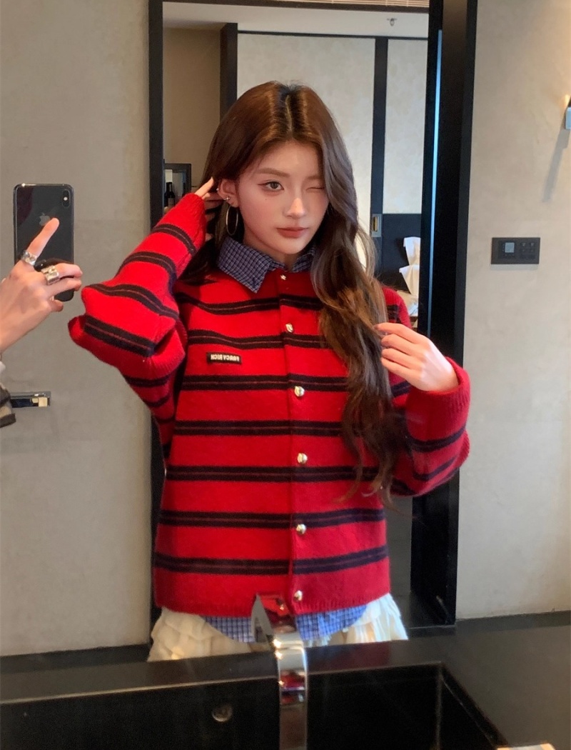 Lazy all-match chanelstyle sweater autumn and winter wool coat