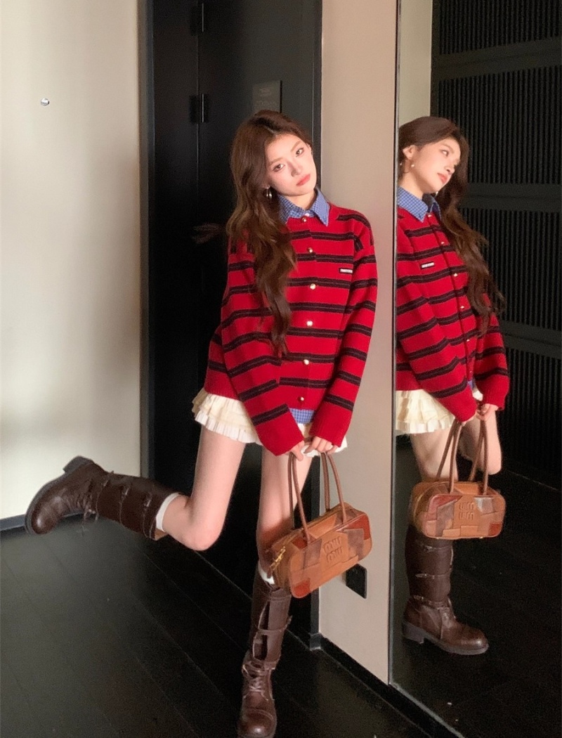 Lazy all-match chanelstyle sweater autumn and winter wool coat