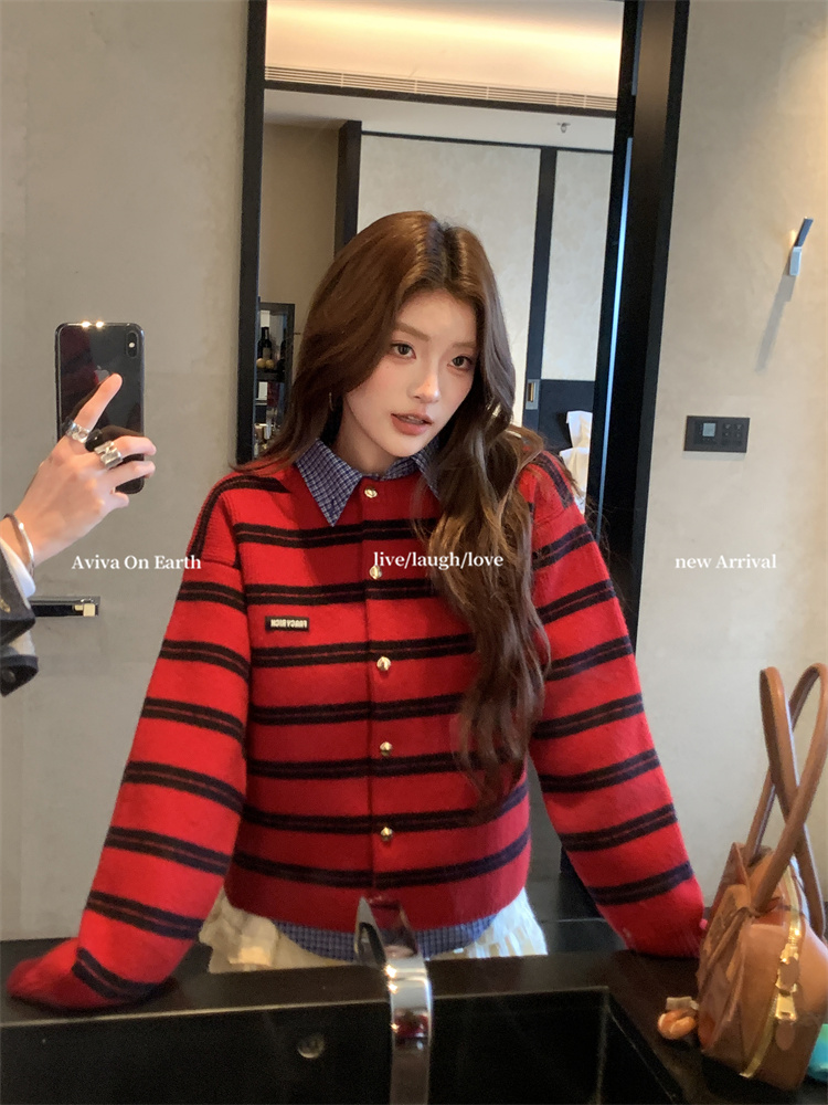 Lazy all-match chanelstyle sweater autumn and winter wool coat