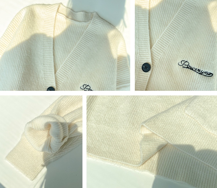 Gray knitted cardigan lazy spring and autumn coat for women
