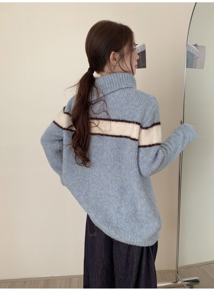 Autumn and winter loose lapel sweater for women
