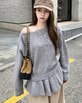 Temperament lazy removable tender sweater for women