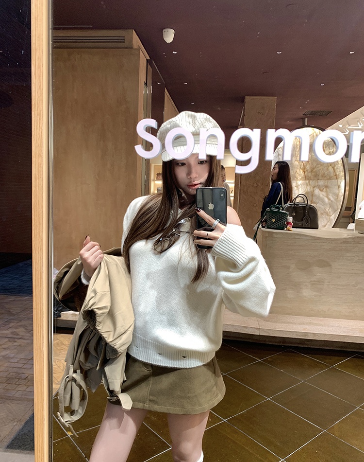Temperament lazy removable tender sweater for women