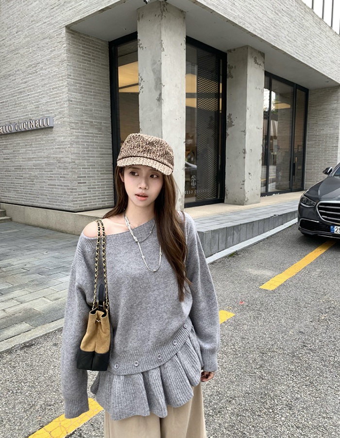 Temperament lazy removable tender sweater for women