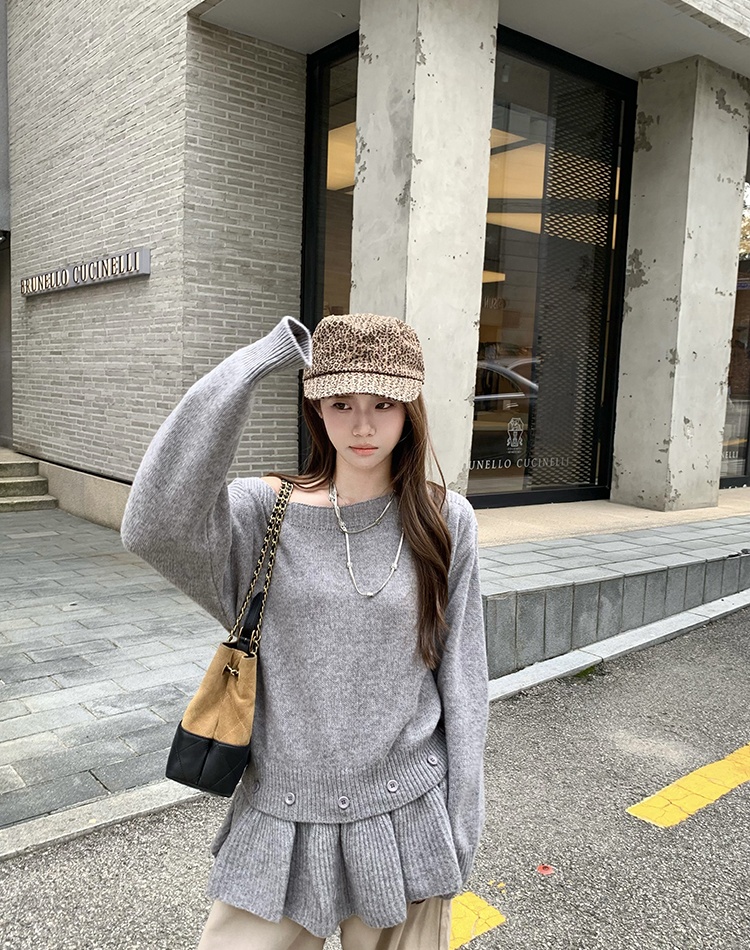 Temperament lazy removable tender sweater for women
