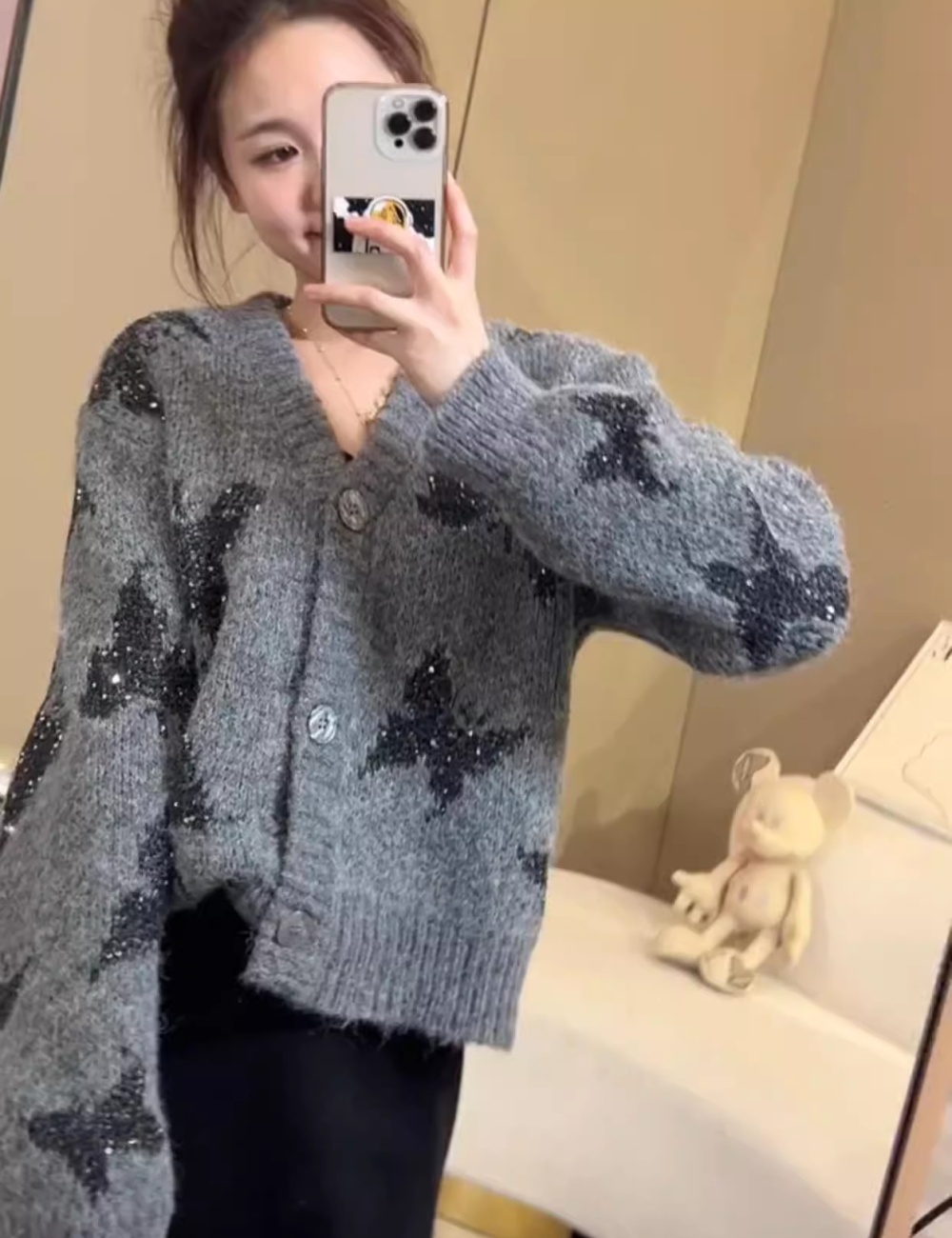 Chanelstyle fashion coat Korean style V-neck cardigan