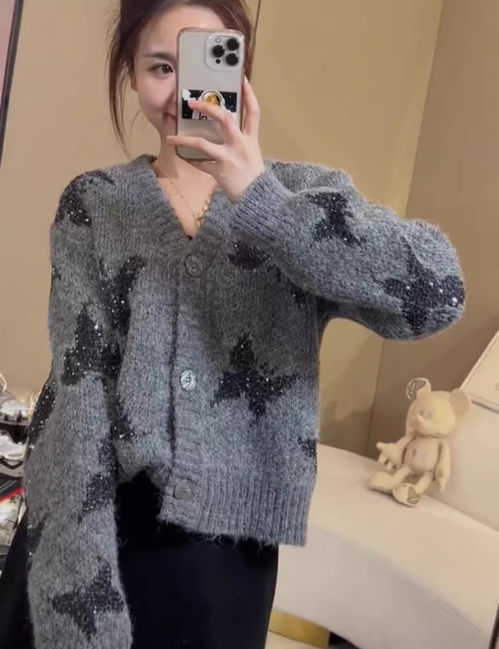 Chanelstyle fashion coat Korean style V-neck cardigan