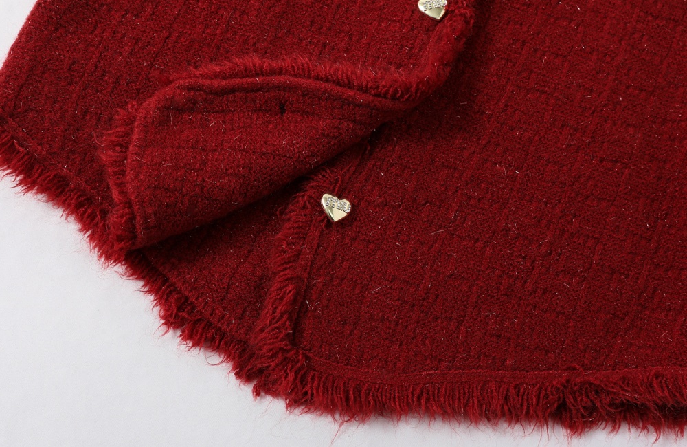 Red knitted cardigan spring short sweater for women