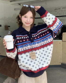Fashion loose autumn and winter mixed colors sweater