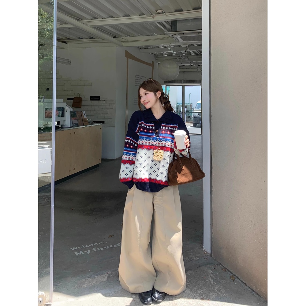 Fashion loose autumn and winter mixed colors sweater
