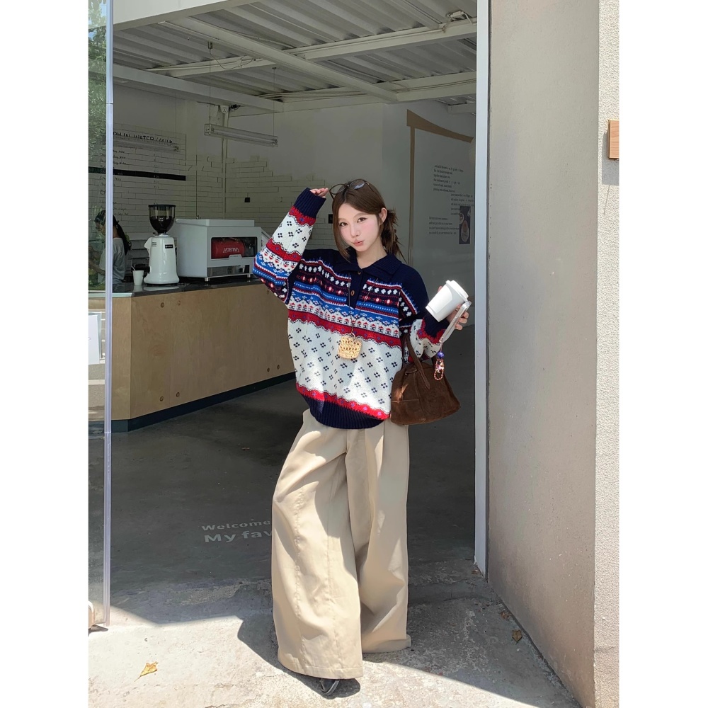 Fashion loose autumn and winter mixed colors sweater