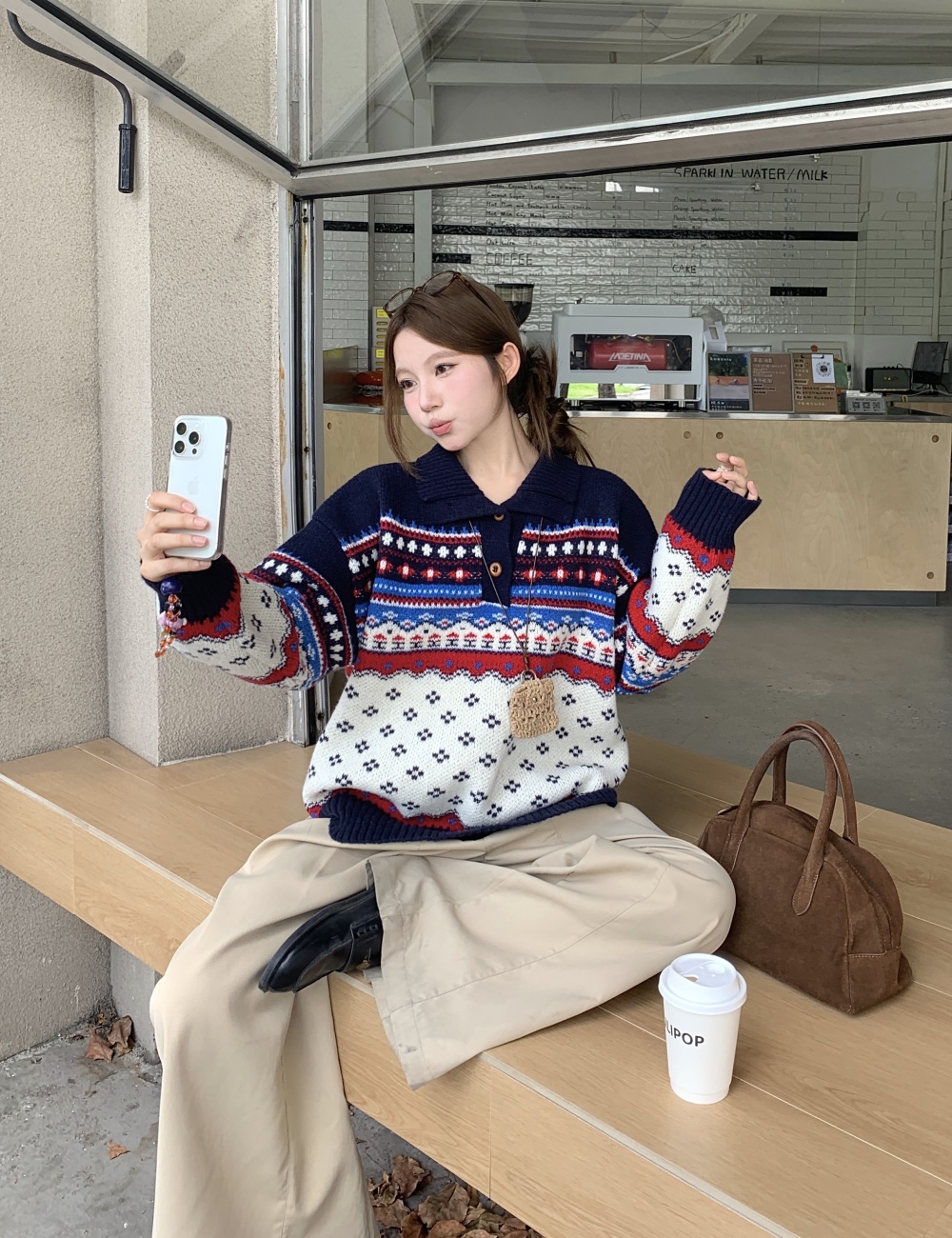 Fashion loose autumn and winter mixed colors sweater